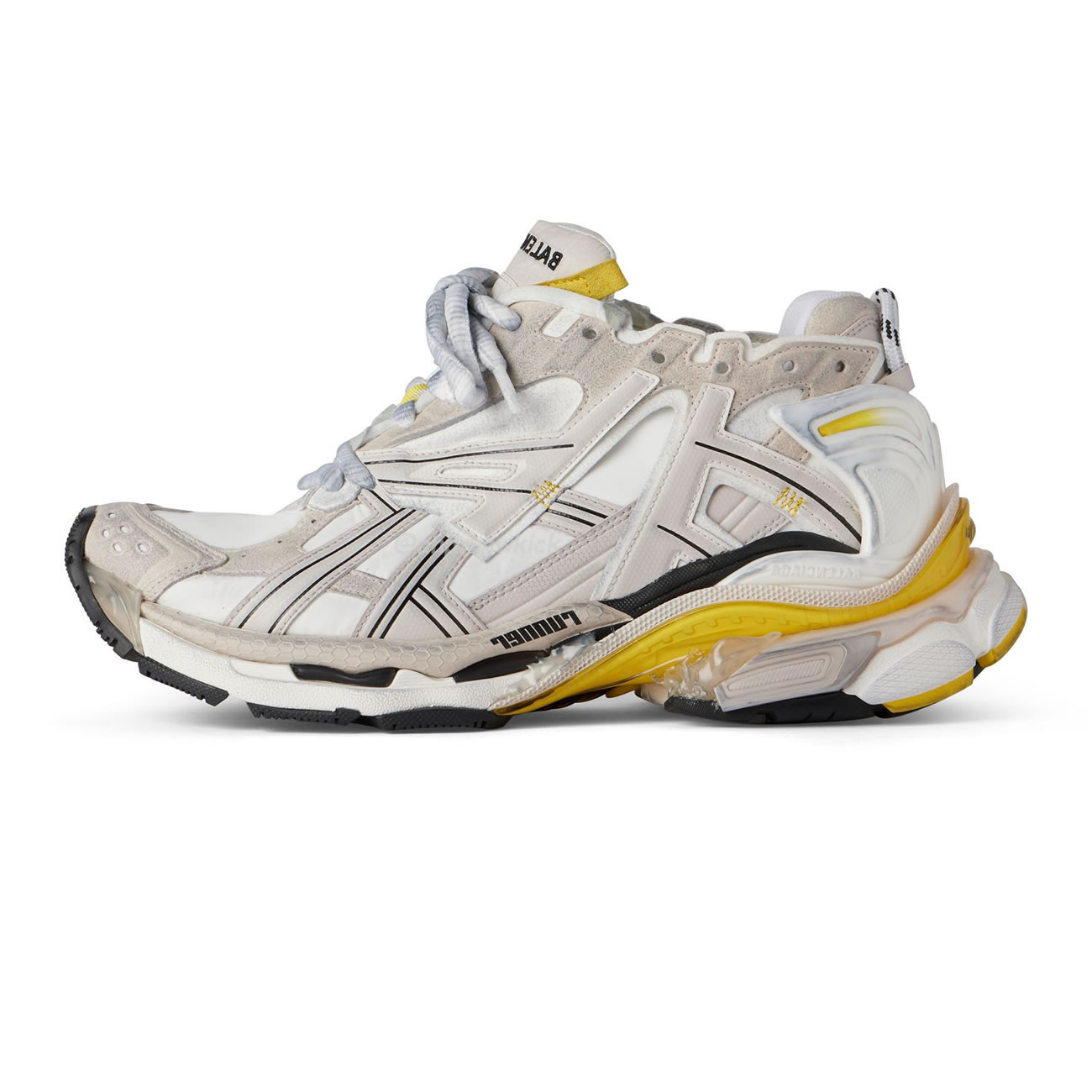 Balenciaga Runner Nylon Grey White Yellow Womens 772774 W3rny 9170 (1) - www.newkick.vip
